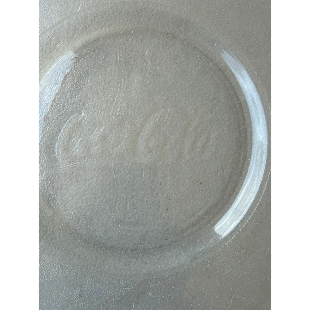 Vintage Coca-Cola Embossed Glass Dinner Plate 10.5 Inch Clear Textured Logo
